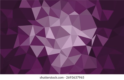 Fondo poligonal con Formas geométricas renderizadas en estilo low poly, con una variedad de tonos de violeta, construyendo una textura abstracta contemporánea con gradación de luz y sombra.