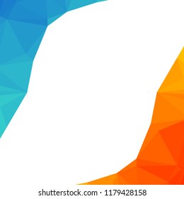 Polygonal background with gradient color blue and orange