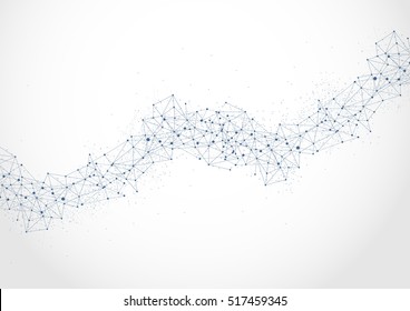 Polygonal background illustration, science, connection, blue