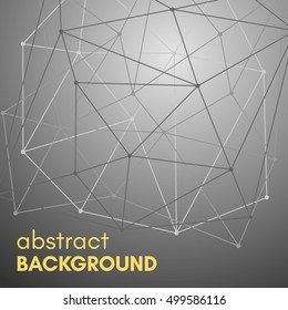 Polygonal background with molecular connection. Molecule and communication background. Geometric gray background. 