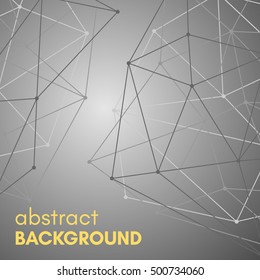 Polygonal background with molecular connection. Molecule and communication background. Geometric gray background. 
