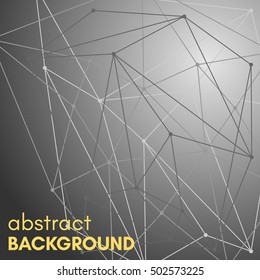 Polygonal background with molecular connection. Molecule and communication background. Geometric gray background. 
