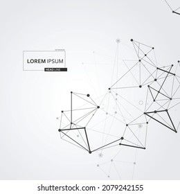 Polygonal background, technology design. Global atom illustration. Vector network lines