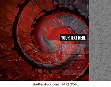 Polygonal background template with graphic novel color style for typographic artwork 