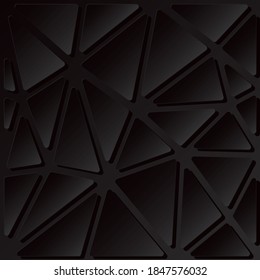 Polygonal Background Template Made with Cut Paper Pieces Illusion Rounded Corners Triangles -  Black Elements on Similar Backdrop - Vector Gradient Graphic Design