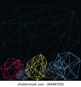 Polygonal background template with space for text. Vector dark triangle linear style. Low poly horizontal geometric design. Abstract blue backdrop