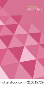 Polygonaler Hintergrund mit Dreiecken in pazifischen rosa Tönen. Abstrakte und minimale Tapete mit geometrischen Formen. Geeignet für Social Media-Geschichten, Landing-Seiten, Web, Banner... Farbtrends 2022
