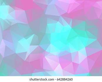 Polygonal background of triangles in pink and blue colors. Triangular banner template.