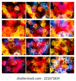 Polygonal backgrounds colorful set