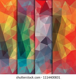 Polygonal backgrounds set with abstract multicolored mosaic. Vector illustration