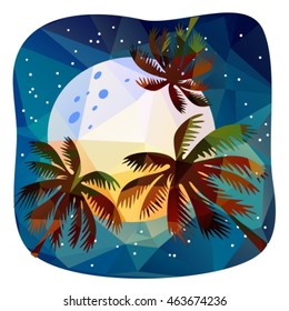 Polygonal backgrounds set, looks like stylized sunsets and sunrise. Summer colors.