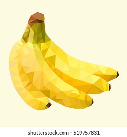 Polygonal banan. Low poly bananas. Vector illustration