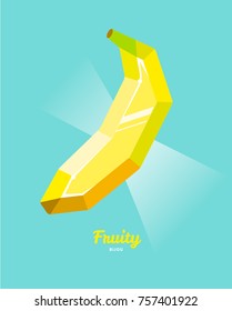 Polygonal banana icon or fruit candy. Fruit is like a precious stone or a piece of ice