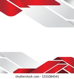 Polygonal banner background and red geometry