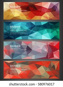 Banderas poligonales con fondo abstracto de mosaico multicolor.Vector.