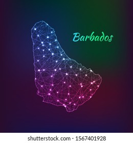 Polygonal Barbados Map. Vector Illustration Low Poly Color Rainbow on Abstract Background. Vector Eps10.