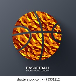 Polygonal basketball vector background concept. Illustration tamplate for web and mobile