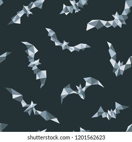 Polygonal bat seamless pattern. Geometric bat print. Vector wallpaper.