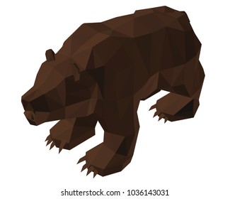 Polygonal bear. 3D. Isometry. Vector illustration.