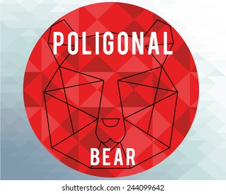 polygonal bear illustration over geometric  texture background