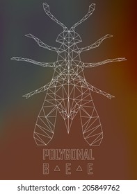 Polygonal bee flying. Geometric polygonal illustration. Crystal icon