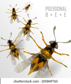 Polygonal bee flying. Geometric polygonal illustration. Crystal icon