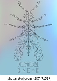 Polygonal bee flying. Geometric polygonal illustration. Crystal icon