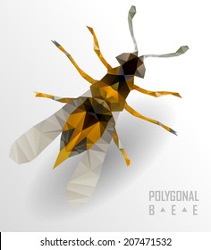 Polygonal bee flying. Geometric polygonal illustration. Crystal icon