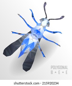 Polygonal bee flying. Geometric polygonal illustration. Crystal icon