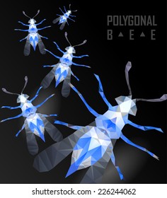 Polygonal bee flying. Geometric polygonal illustration. Crystal icon