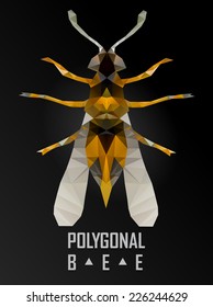 Polygonal bee flying. Geometric polygonal illustration. Crystal icon