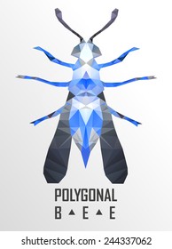 Polygonal bee flying. Geometric polygonal illustration. Crystal icon