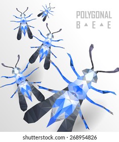 Polygonal bee flying. Geometric polygonal illustration. Crystal icon