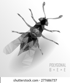 Polygonal bee flying. Geometric polygonal illustration. Crystal icon