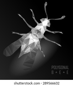 Polygonal bee flying. Geometric polygonal illustration. Crystal icon