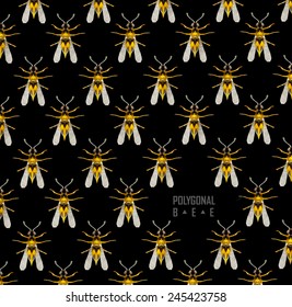 Polygonal bee flying. Geometric polygonal pattern. Crystal icon
