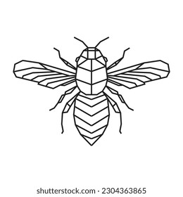 Polygonal Bee. Geometric line animal. Vector illustration.