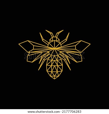polygonal Bee Logo Design Template vector illustration
