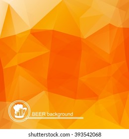 Polygonal beer bright background with lettering. Stylized texture.