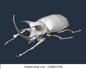 Polygonal beetle 3D. Isometric view. Vector illustration