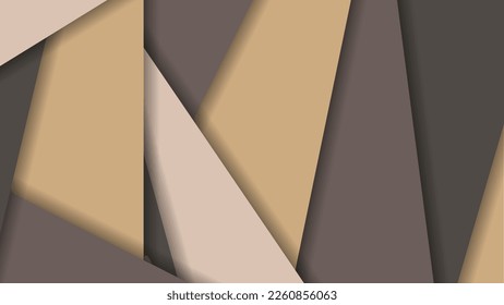 Polygonal beige-brown background with 3D effect. Variegated surface of overlapping wide stripes. Template for your projects. Vector.
