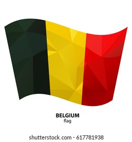 Polygonal Beigium flag isolated on white background. Design element for flyers or banners.