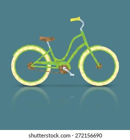 Polygonal bicycle vector illustration. Eco-friendly transport. Bicycle made with triangles.