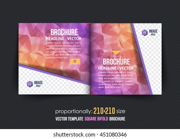 Polygonal  Bi-Fold Brochure Design. Corporate Leaflet, Cover Template