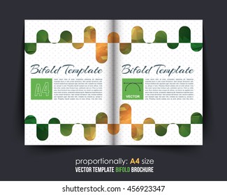 Polygonal Bi-Fold Brochure Design. Corporate Leaflet, Cover Template