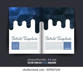 Polygonal Bi-Fold Brochure Design. Corporate Leaflet, Cover Template