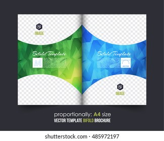 Polygonal Bi-Fold Brochure Design. Corporate Leaflet, Cover Template