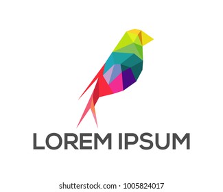 Polygonal bird logo. colorful bird logo. bird logo template