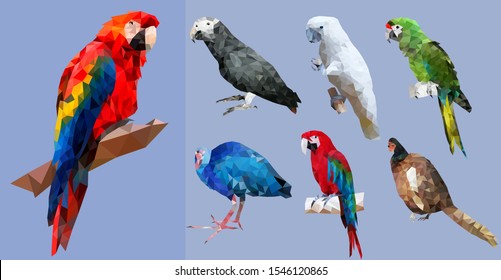 Polygonal bird sitting on a plane