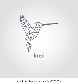 Polygonal bird and text with gradient grey background